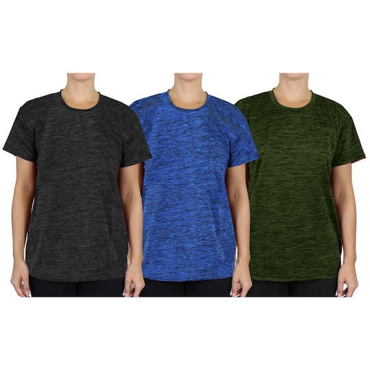 Galaxy by Harvic Women's Moisture Wicking Performance T-Shirt 3 Pack